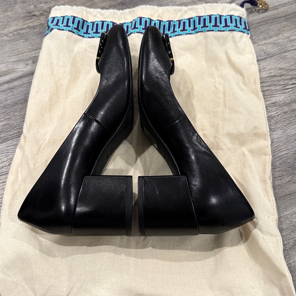 Tory Burch Multi Logo Pump Black Leather 6.5 Women’s Shoes Heels - Picture 7 of 12